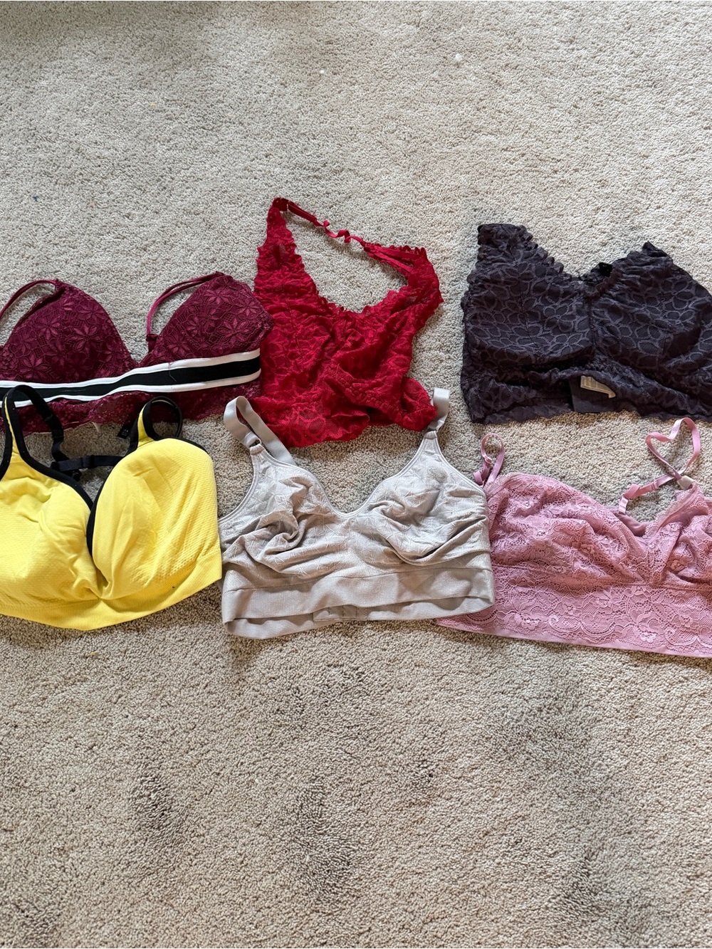 XL bra lot Women’s Lace Bralette - Red, Black, Yellow, Pink, Gray Options